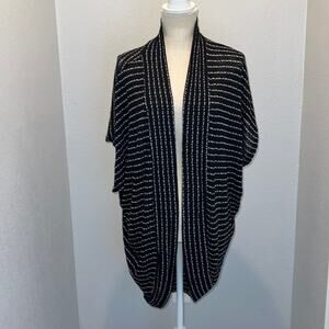 Silence & Noise Black & White Striped Short Sleeve Oversized Cardigan - Size S